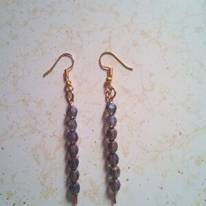 Handmade Iredesent Beaded Earings With Chic Gold